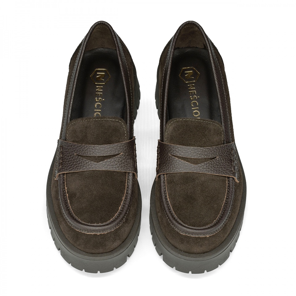 Brązowe półbuty na grubym spodzie 241N