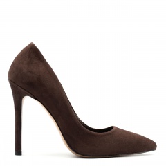 Czekoladowe zamszowe wysokie szpilki 101W