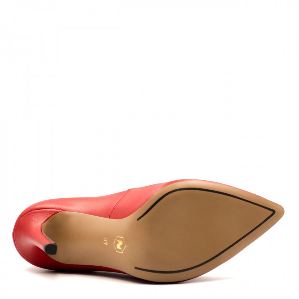 Czerwone skórzane wysokie szpilki 101W