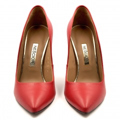 Czerwone skórzane wysokie szpilki 101W