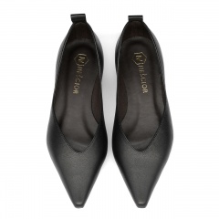 Czarne skórzane baleriny w szpic 298B