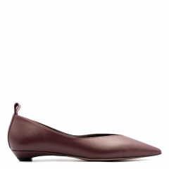 Bordowe skórzane baleriny w szpic 298B