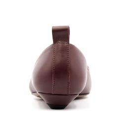 Bordowe skórzane baleriny w szpic 298B