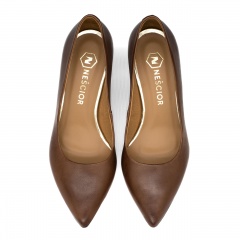 Brązowe skórzane czółenka 303C