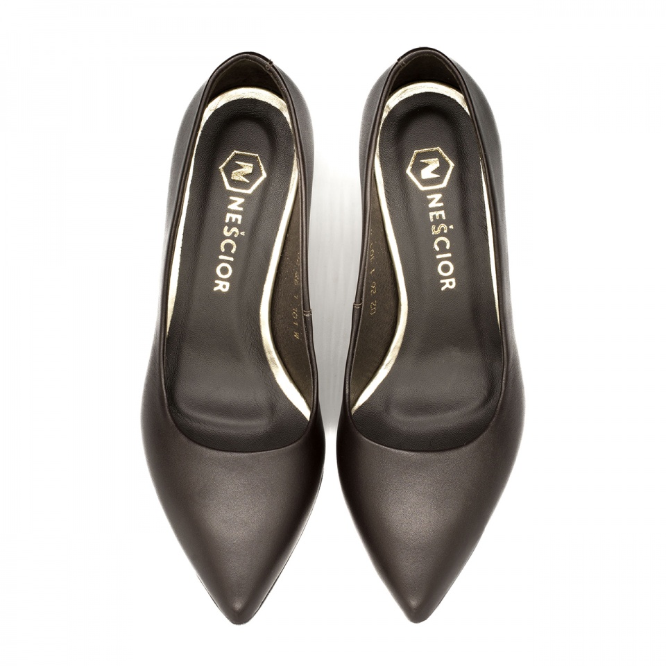 Czekoladowe skórzane czółenka 303C