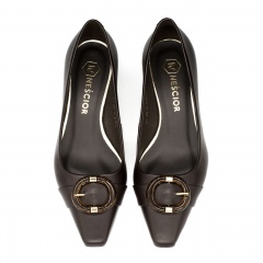 Czekoladowe czółenka z kwadratowym noskiem 277C