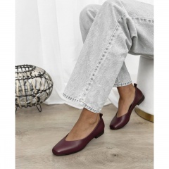 Bordowe skórzane klasyczne baleriny 229F