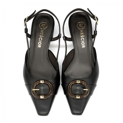 Czarne sk&oacute;rzane cz&oacute;łenka bez pięty 277V