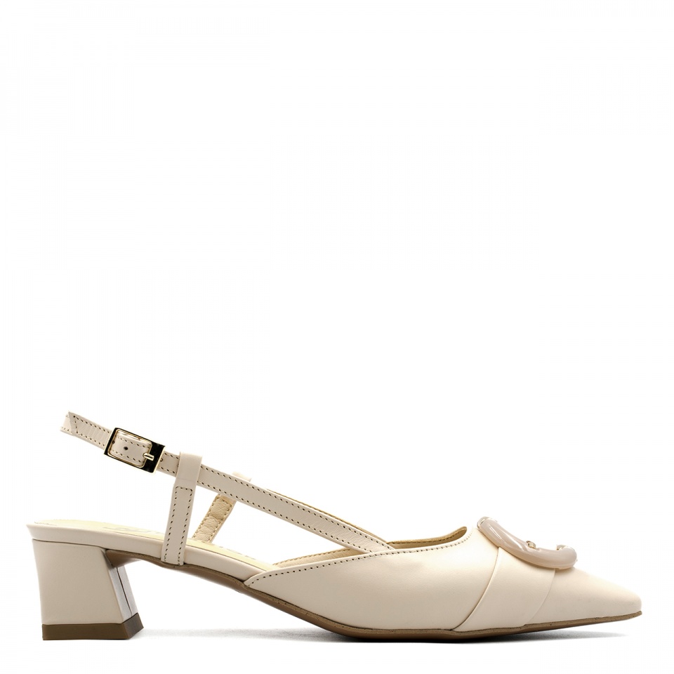 Beżowe skórzane czółenka bez pięty 277V