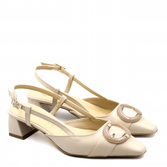 Beżowe skórzane czółenka bez pięty 277V