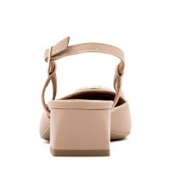 Beżowe skórzane czółenka bez pięty 277V