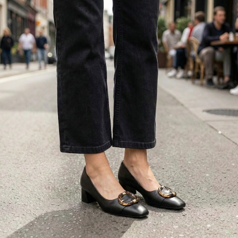 Czarne cz&oacute;łenka z kwadratowym noskiem 277C