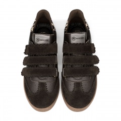 Brązowe skórzane trampki na rzepy 63R