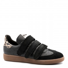 Czarne skórzane trampki na rzepy 63R