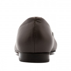 Brązowe skórzane baleriny z kokardą 305K