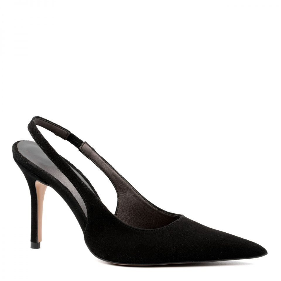 Czarne zamszowe szpilki bez pięty 142V