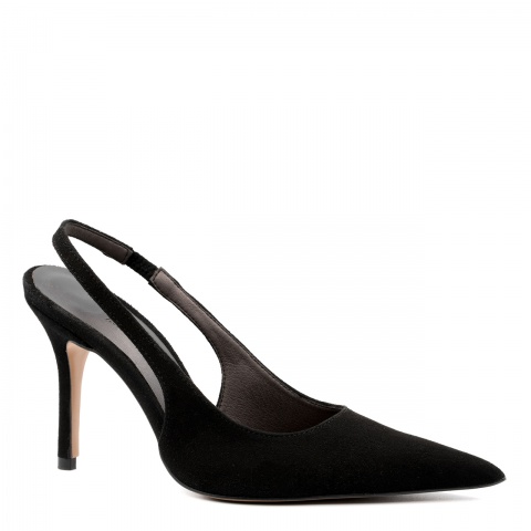 Czarne zamszowe szpilki bez pięty 142V