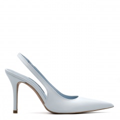 Błękitne skórzane szpilki bez pięty 142V