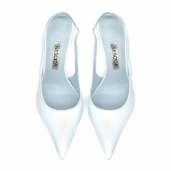 Błękitne skórzane szpilki bez pięty 142V