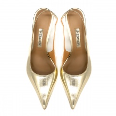 Złote skórzane szpilki bez pięty 142V