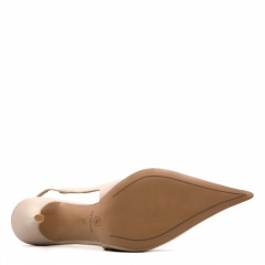 Pudrowo-różowe skórzane szpilki bez pięty 142V