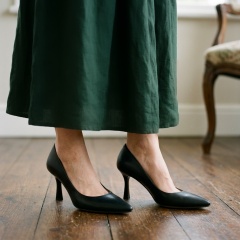 Czarne skórzane czółenka 303C