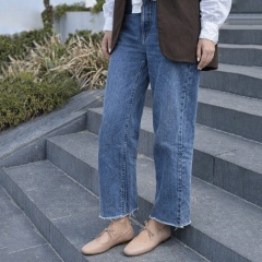 Beżowe wiązane skórzane baleriny z gumką 294B