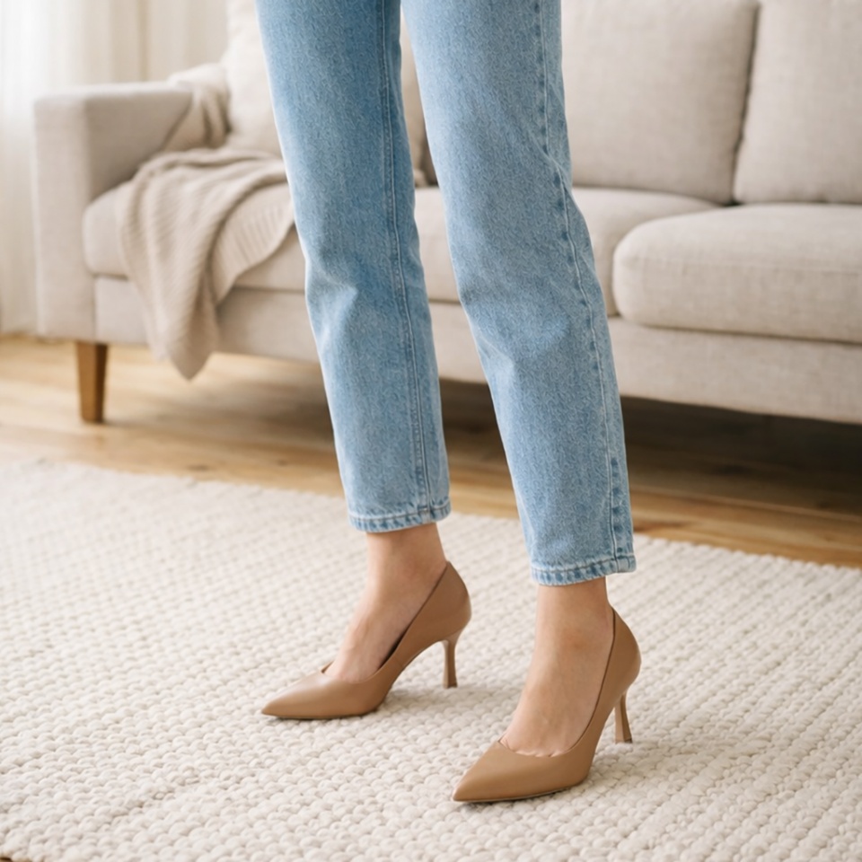 Karmelowe skórzane czółenka 303C