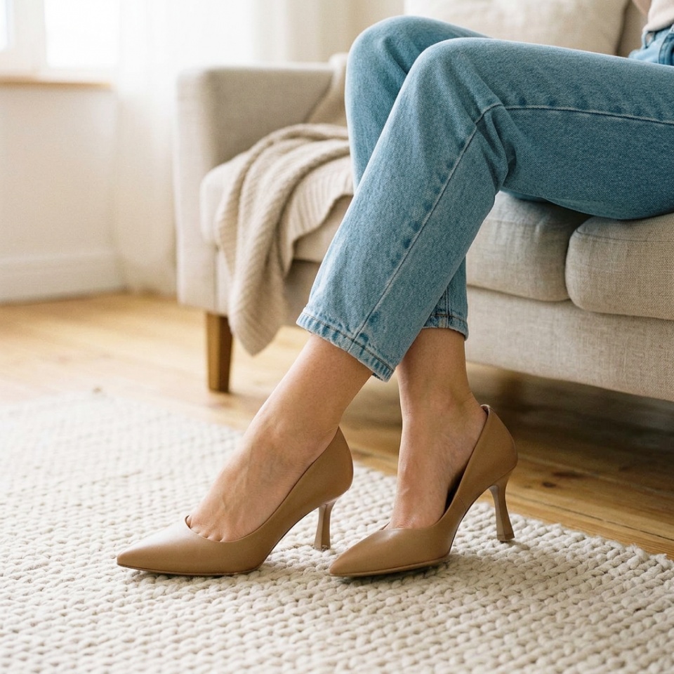 Karmelowe skórzane czółenka 303C