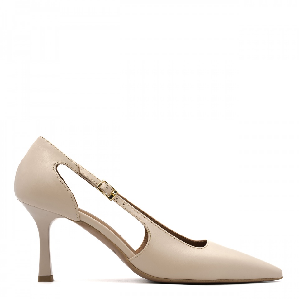 Beżowe czółenka z wycięciami 304A