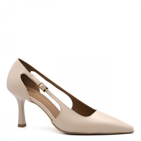 Beżowe czółenka z wycięciami 304A