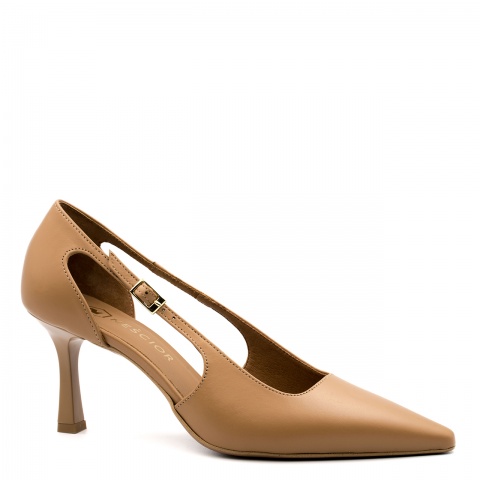 Karmelowe czółenka z wycięciami 304A