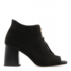 Czarne welurowe botki peep toe 7SM6011A