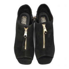 Czarne welurowe botki peep toe 7SM6011A