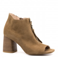 Koniakowe welurowe botki peep toe 7SM6011A