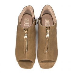 Koniakowe welurowe botki peep toe 7SM6011A