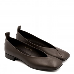 Brązowe baleriny z kwadratowym noskiem 80B