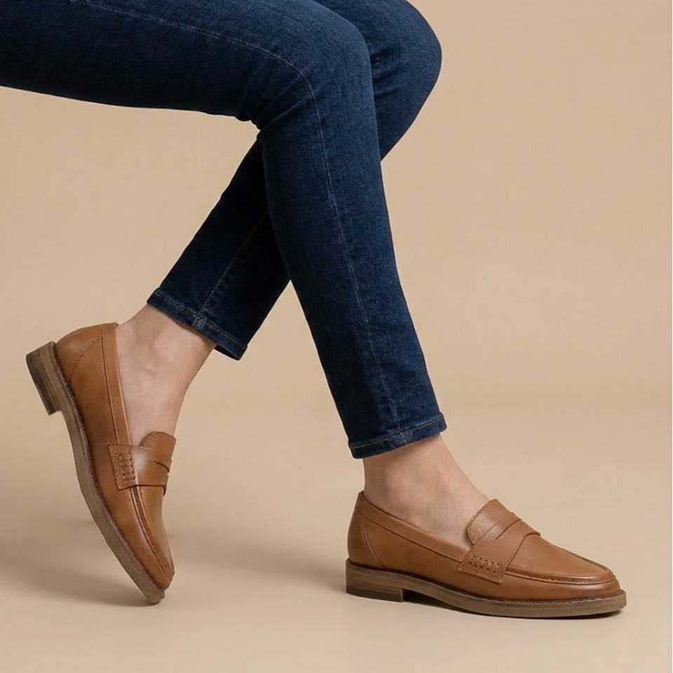 Koniakowe skórzane półbuty 44N