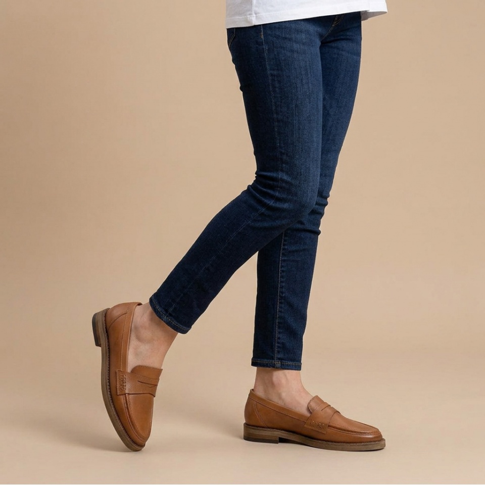 Koniakowe skórzane półbuty 44N