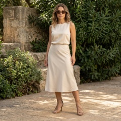 Karmelowe skórzane sandały w szpic 299B