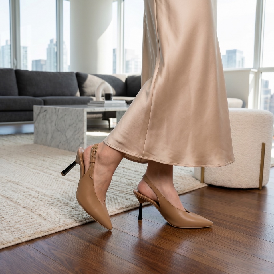 Karmelowe czółenka z klamrą 231P