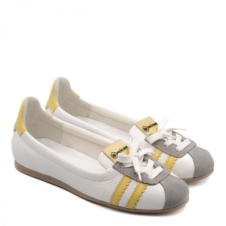 Biało-żółte sportowe baleriny 291B