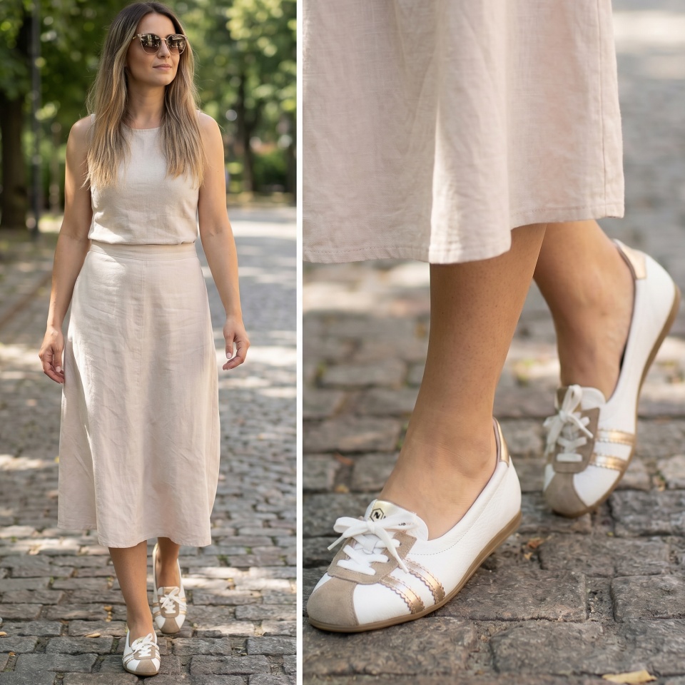 Biało-złote sportowe baleriny 291B