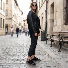 Czarne skórzane trampki na rzepy 63R
