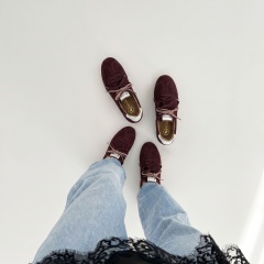 Bordowe welurowe sneakersy 291A