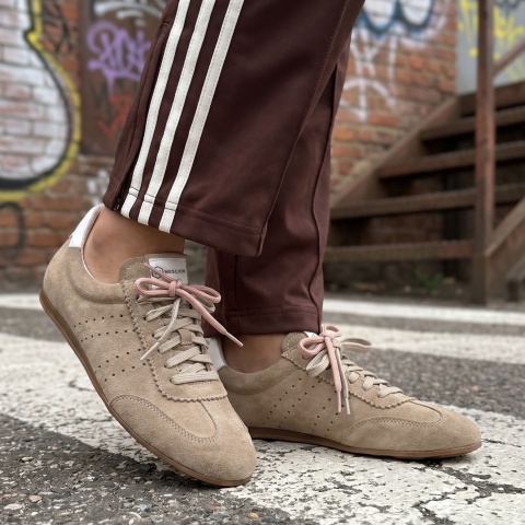 Beżowe welurowe sneakersy 291A