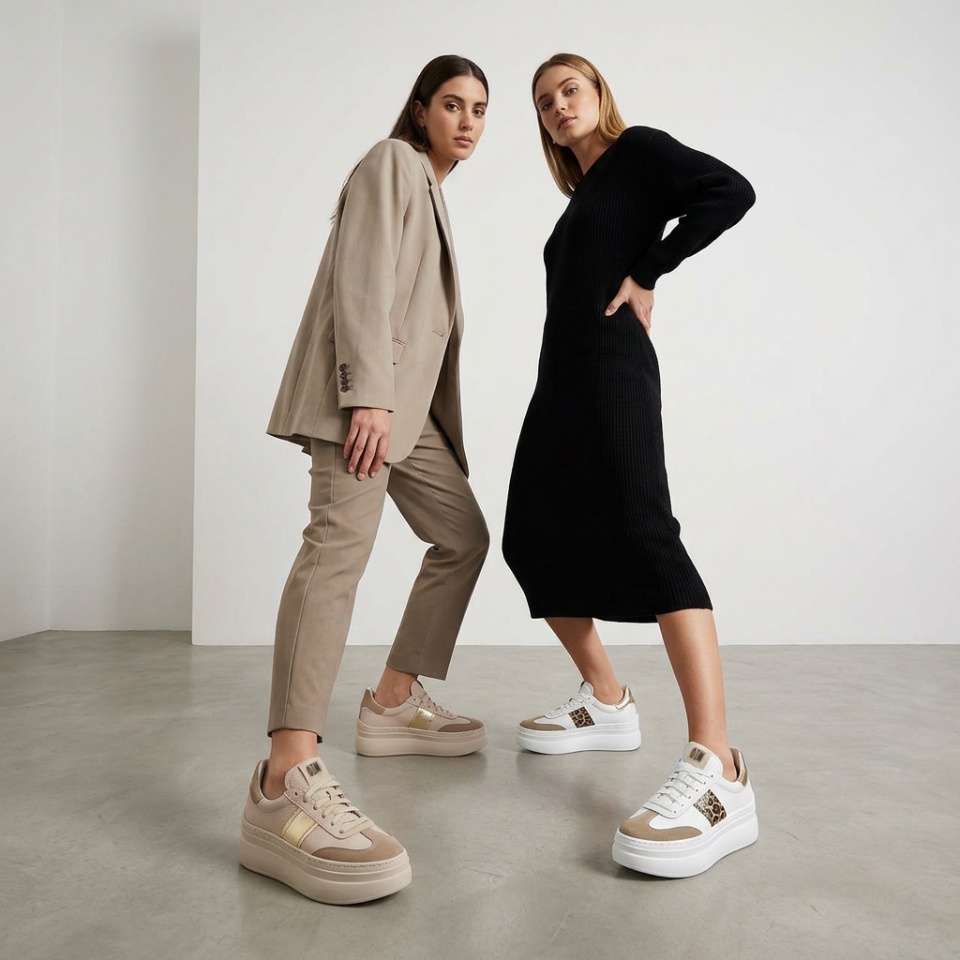 Białe sneakersy na grubym spodzie sohimmo 63K