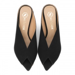 Czarne klapki peep toe 299P