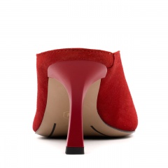 Czarwone klapki peep toe 299P