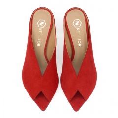 Czarwone klapki peep toe 299P
